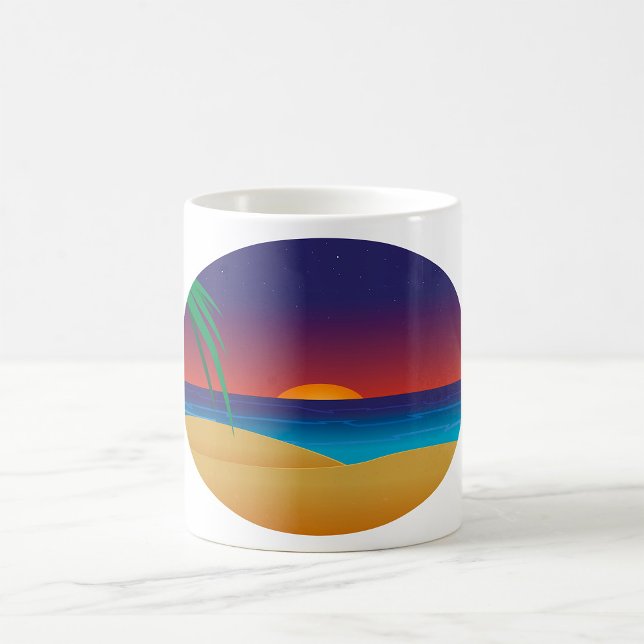 Taza De Café Palm Tropical Sunset Beach deja olas oceánicas (Subido por el creador)