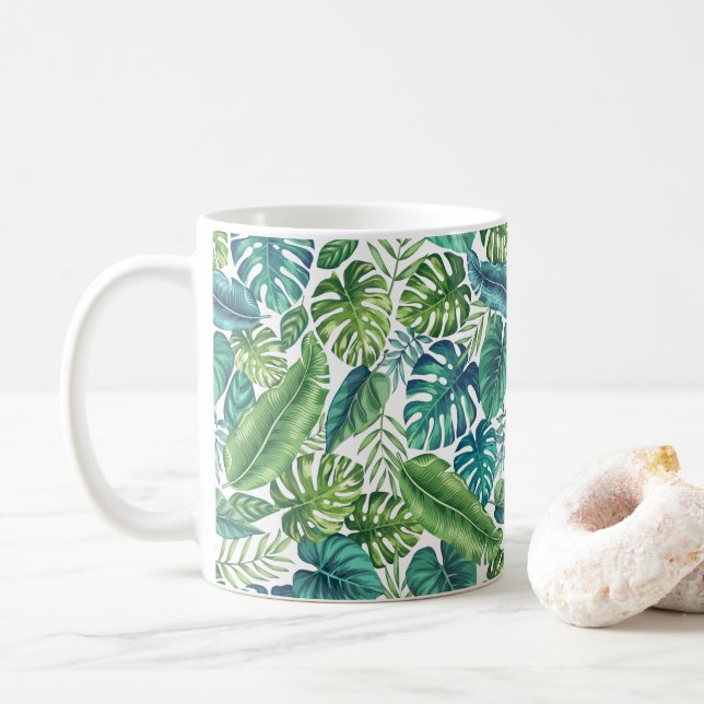 Taza De Café Palm tropical verde y Verde azulada Banana Monster (Con donut)