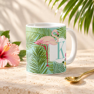 Taza De Café Palma de Flamenco Tropical Monograma