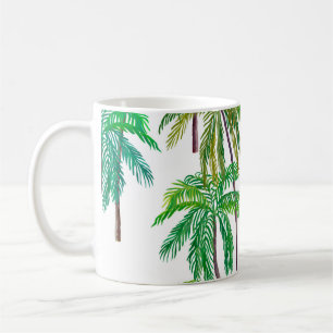 Taza De Café Palmas acrílicas: Textura textil de verano.