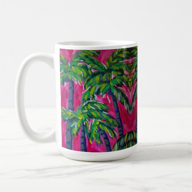 Taza De Café Palmas tropicales rosadas calientes (Izquierda)