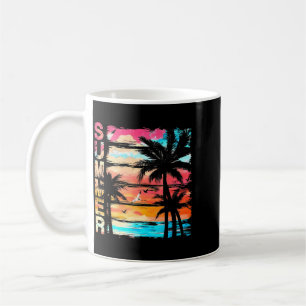 Taza De Café Palmera Atardecer Retro Verano Playa Vintage Troca