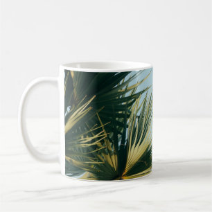 Taza De Café Palmera de ventilador bajo cielo azul