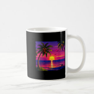 Taza De Café Palmera de verano Atardecer Amanecer Playa Tropica