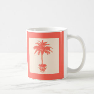 Taza De Café Palmera en maceta - tonos de naranja coral