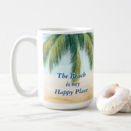 Taza De Café Palmera en un día soleado en la playa