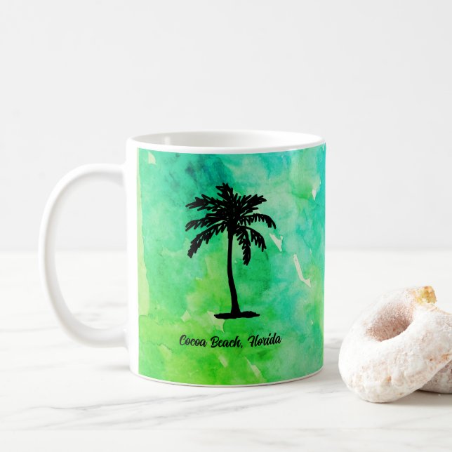 Taza De Café Palmera Náutica de Playa Personalizada (Con donut)