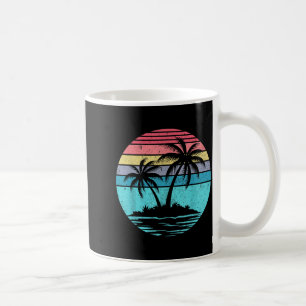 Taza De Café Palmera Vintage Atardecer Playa Retro Vibraciones