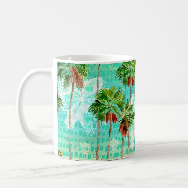 Taza De Café Palmeras de Miami: acuarela tropical sin foco (Izquierda)