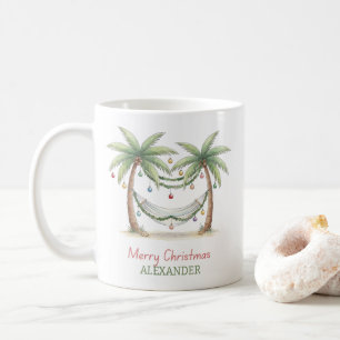 Taza De Café Palmeras de Navidad Costeras con Hamaca