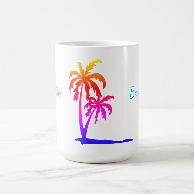 Taza De Café Palmeras de playa personalizadas (Centro)