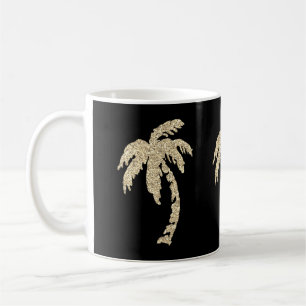 Taza De Café Palmeras elegantes del oro negras/taza del té del