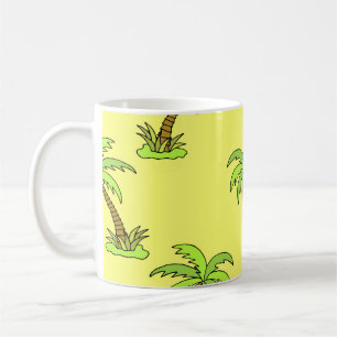 Taza De Café Palmeras: Ilustracion Vintage brillante.