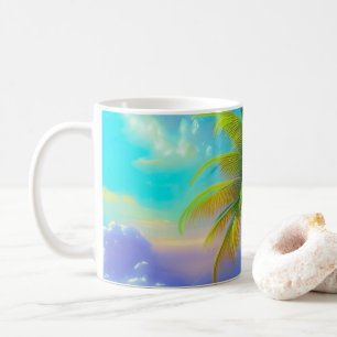 Taza De Café Palmeras mientras la noche cae tropical