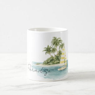 Taza De Café Palmeras Paraiso Isla Barco