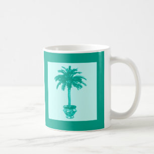 Taza De Café Palmeras potentes - turquesa y acuática