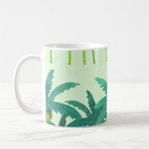 Taza De Café Palmeras Tropicales: Cinta de agua sin foco.
