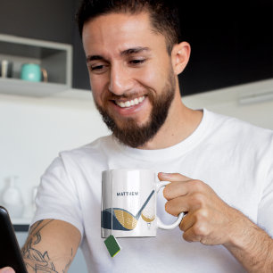 Taza De Café Palo de Golf y Bola Nombre Personalizado de Golfis