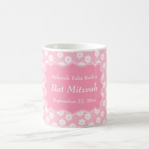 Taza De Café Palo floral rosado Mitzvah