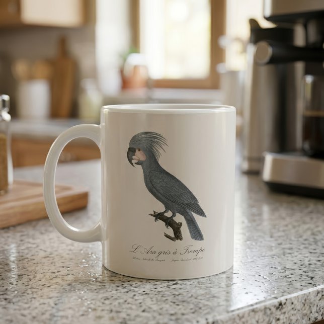 Taza De Café Paloma cabecinegra, Probosciger aterrimus (Great Black Palm Cockatoo, Probosciger aterrimus. Coffee Mug)