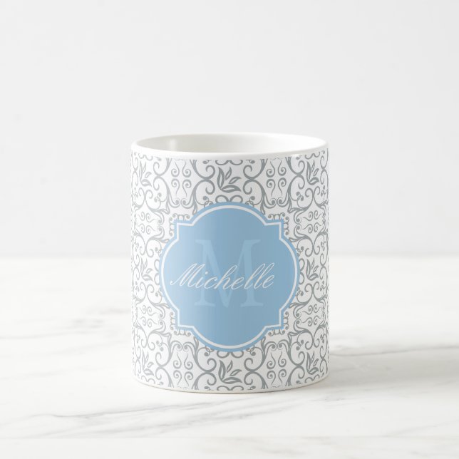 Taza De Café Paloma Damask Monogram Mug (Centro)