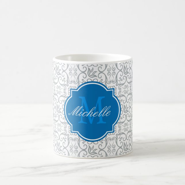 Taza De Café Paloma Damask Monogram Mug (Centro)