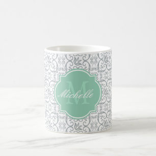 Taza De Café Paloma Damask Monogram Mug