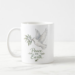 Taza De Café Paloma de Acuarela Paz en la Tierra
