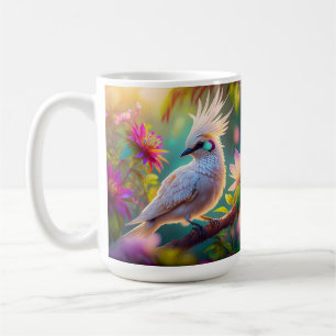 Taza De Café Paloma de Fantasía con Pluma Crestada Juvenil