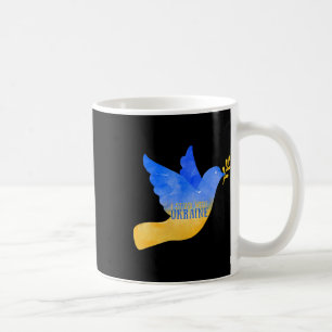 Taza De Café Paloma de la paz de Ucrania Me mantengo con la ban