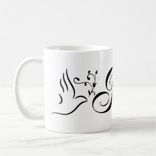 Taza De Café Paloma de la paz volando Rama de olivo Fondo blanc