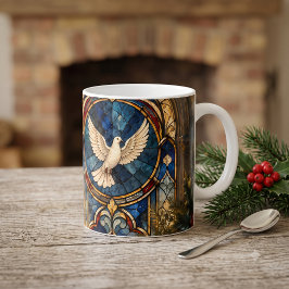 Taza De Café Paloma de Vidrio Pintado Ventana de Navidad