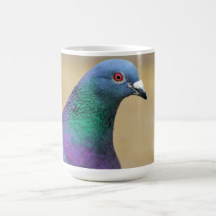 Taza De Café paloma Pluma Colorida Ave Fotografía Retrato
