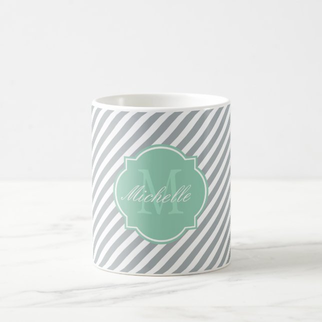 Taza De Café Paloma Stripe Monograma Mug (Centro)