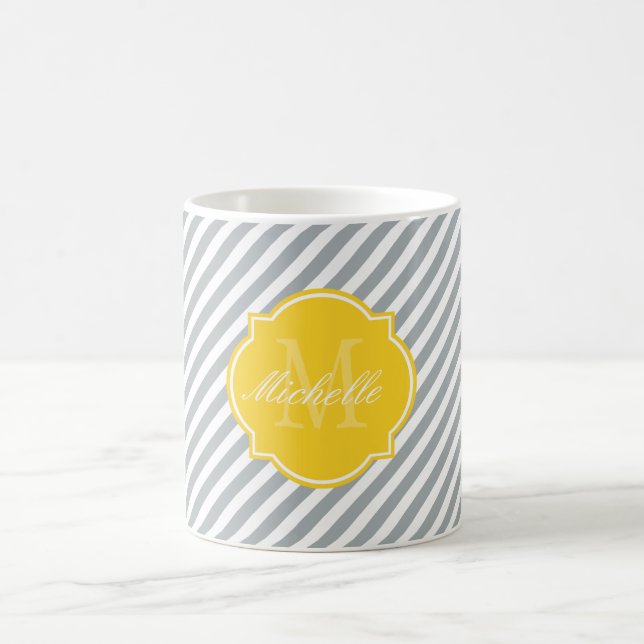 Taza De Café Paloma Stripe Monograma Mug (Centro)