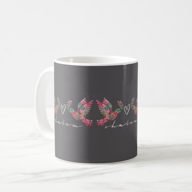 Taza De Café Palomas de paz (Shalom) (Anverso izquierdo)