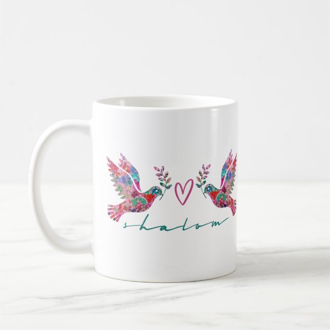 Taza De Café Palomas de paz (Shalom) Café blanco (Izquierda)
