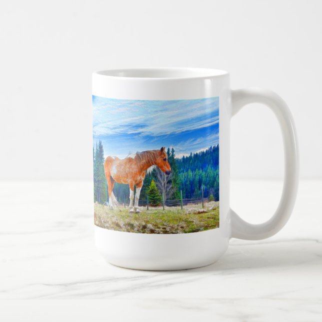 Taza De Café Palomino Pinto en la escena de campo y bosque (Derecha)