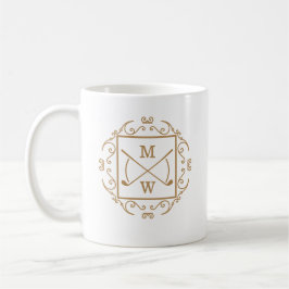 Taza De Café Palos de Golf Elegantes Monograma