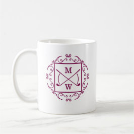 Taza De Café Palos de Golf Elegantes Monograma