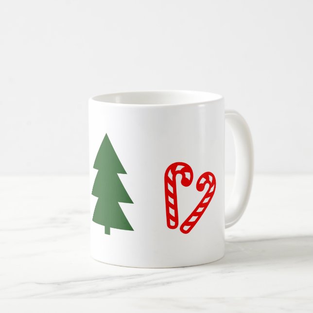 Taza De Café Palos de Navidades de árboles verdes (Anverso derecho)