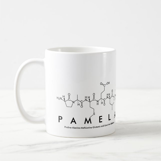 Taza De Café Pamela peptide nombre mug (Izquierda)