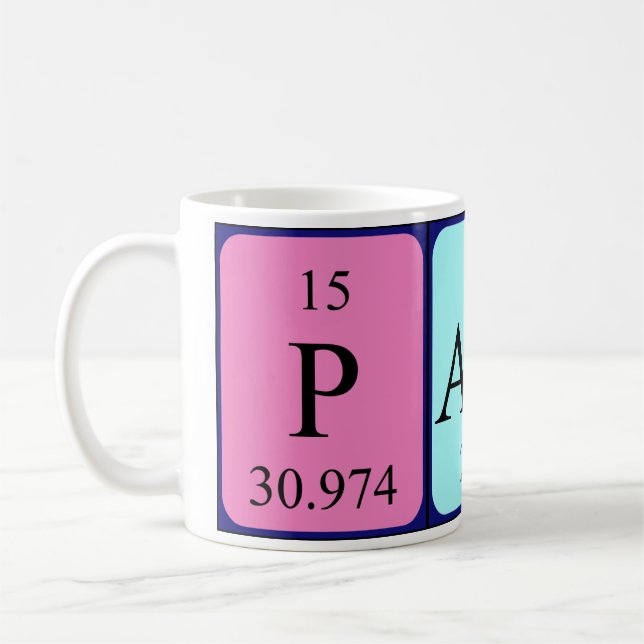 Taza De Café Pami nombre de tabla periódica mug (Izquierda)