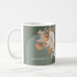 Taza De Café Pampas de pampas de palma botánica verde sage mode<br><div class="desc">Moderno sabio rústico verde pampa botánica pampas hierba personalizada</div>