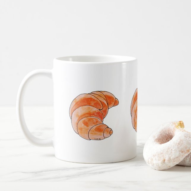 Taza De Café pan de croissant marrón (Con donut)