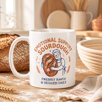 Taza De Café Pan de masa madre de apoyo emocional divertido reg