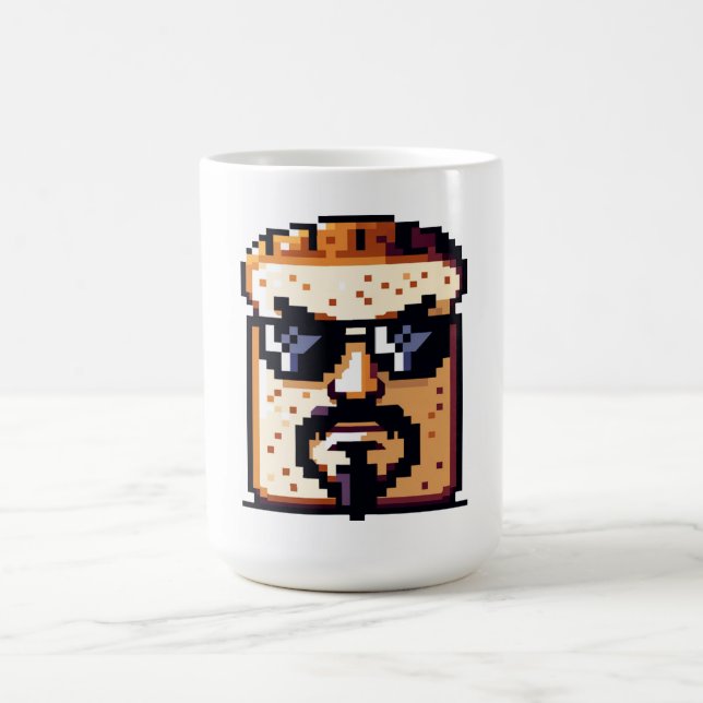 Taza De Café Pan Serio - Gracioso Carácter Retro De Arte Pixel (Centro)