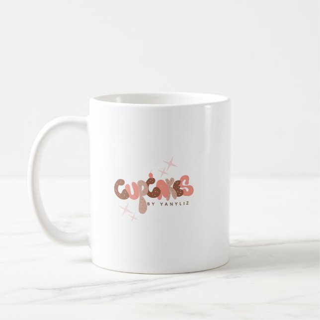 Taza De Café Panadería  Letra a Mano Cupcake  Negocio        (Izquierda)