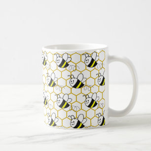 Taza De Café Panal de abeja miel negro amarillo blanco patrón