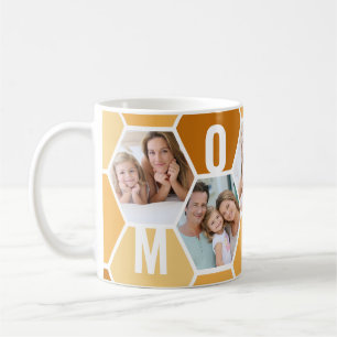 Taza De Café Panal de mamá editable 5 fotos 5 letras